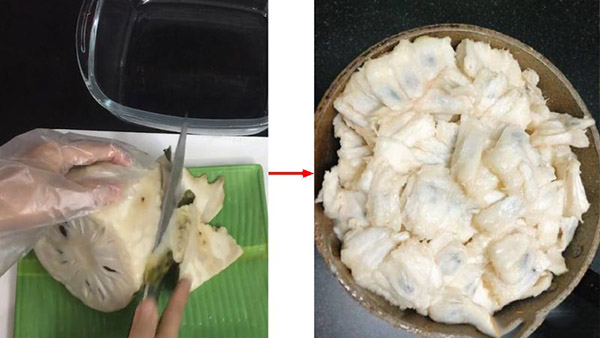 Sơ chế thái lát mãng cầu